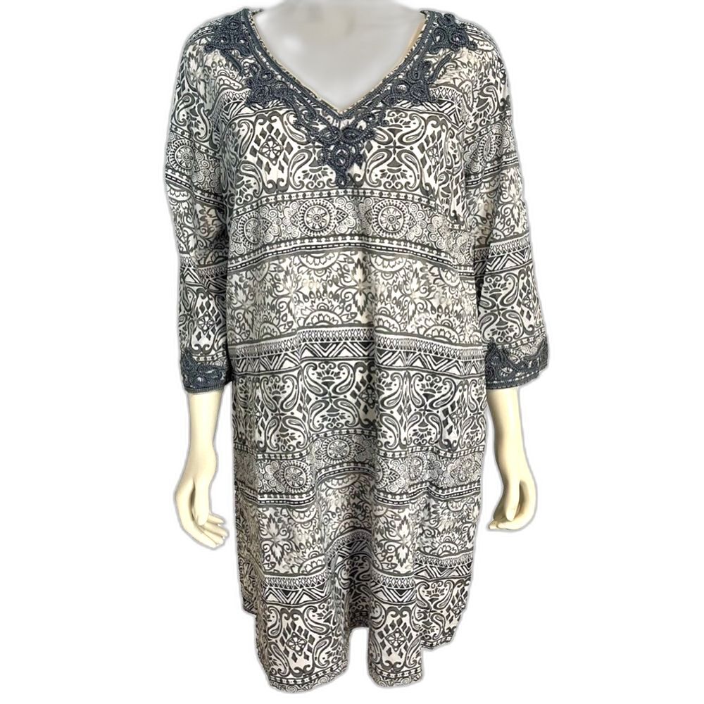 Lands' End Gray and White Paisley Dress Coverup